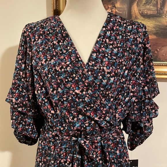 NWT Maison Tara Chacha Sleeve Spot Print Surplice Midi Dress size 18W - Picture 1 of 15